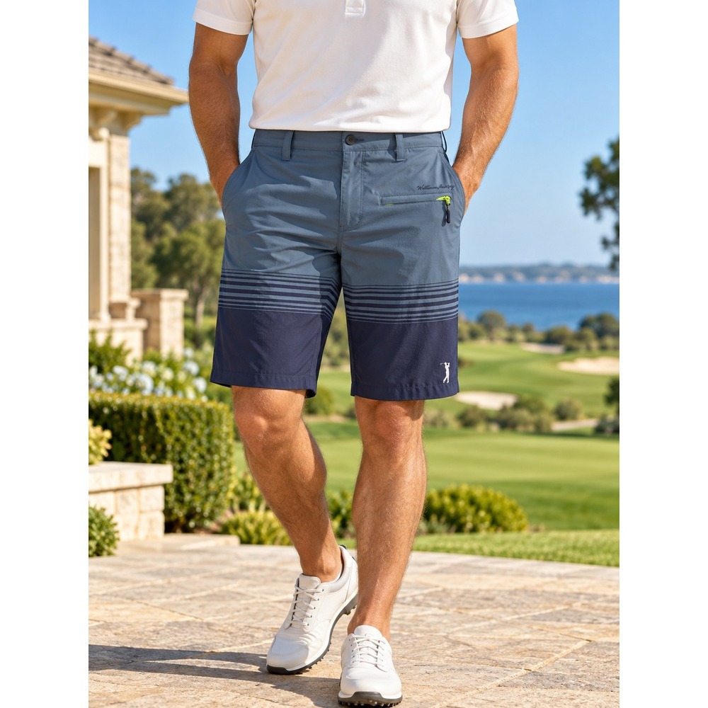 William Murray Golf Mens Blue Colorblock Striped Hybrid Golf Swim Shorts Size 40
